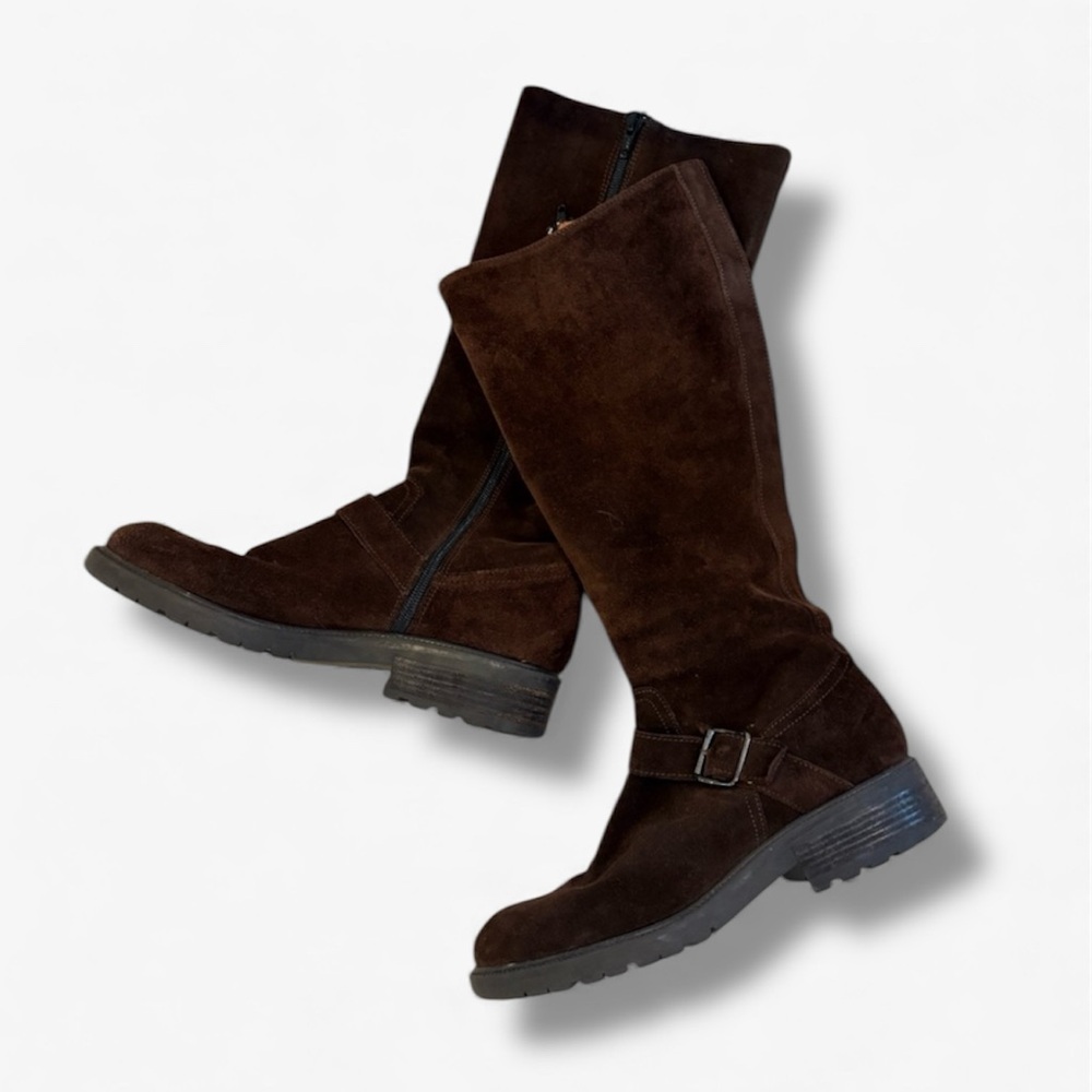 J. Crew Made in Italy Brown Suede Knee-High Boots Vintage